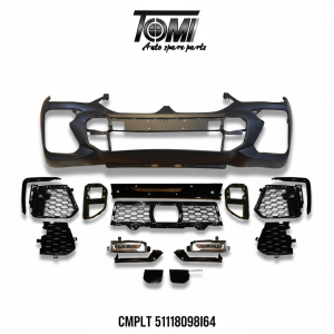 BMW X6 F16 M Variant Complete Front Bumper with Show Grill | OEM 51118098864BMW X6 F16 M Variant Complete Front Bumper Aftermarket Replacement for OEM  Part number: 51118098864 Manufacturer: Aftermarket (China)  Suitable for:  BMW X6 F16  Complete front bumper M variant aftermarket replacement part, not a genuine BMW product  Package contains:  Complete Front Bumper with Show Grill